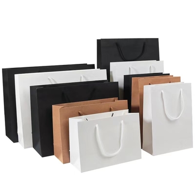 17cm से 44cm ऊंचाई सफेद शिल्प खरीदारी पेपर बैग भूरे रंग के बैग हैंडल के साथ