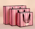 गुलाबी धारीदार पैनटोन CMYK कॉस्मेटिक पेपर बैग वापसी उपहार के लिए